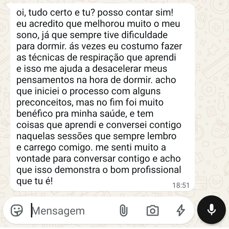 Depoimento — Estudante universitária, 21 anos